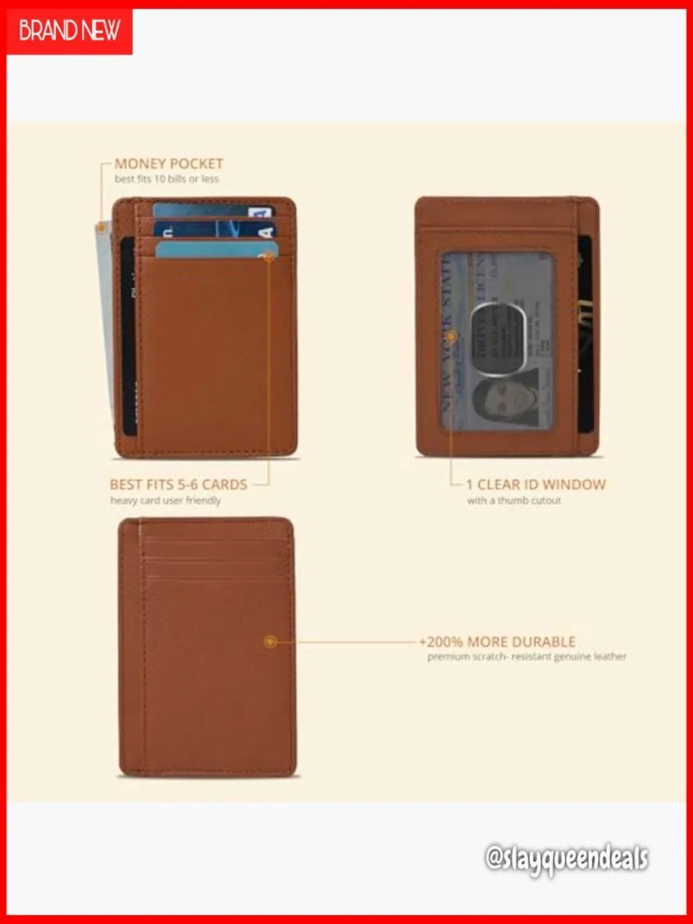 Minimalist RFID Blocking Leather Wallet Front Pocket Card Holder